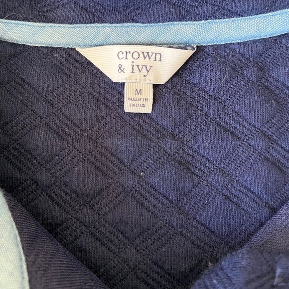 Crown & Ivy Blue Quilted Pullover Size Medium - Picture 6 of 10